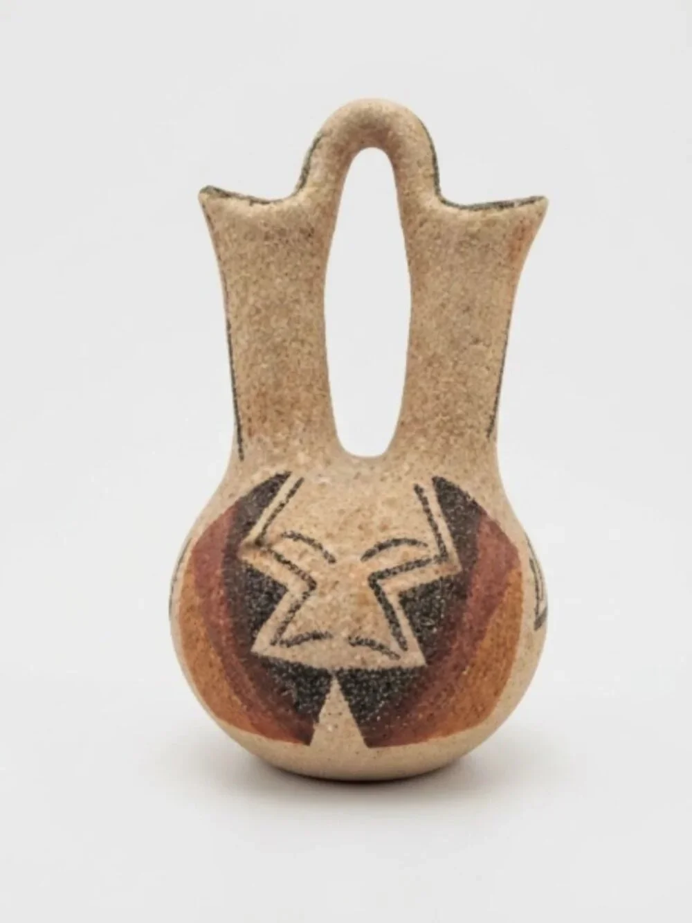 Vintage Rancho Feliz Signed Original Navajo Sand Art Pottery Wedding Vase